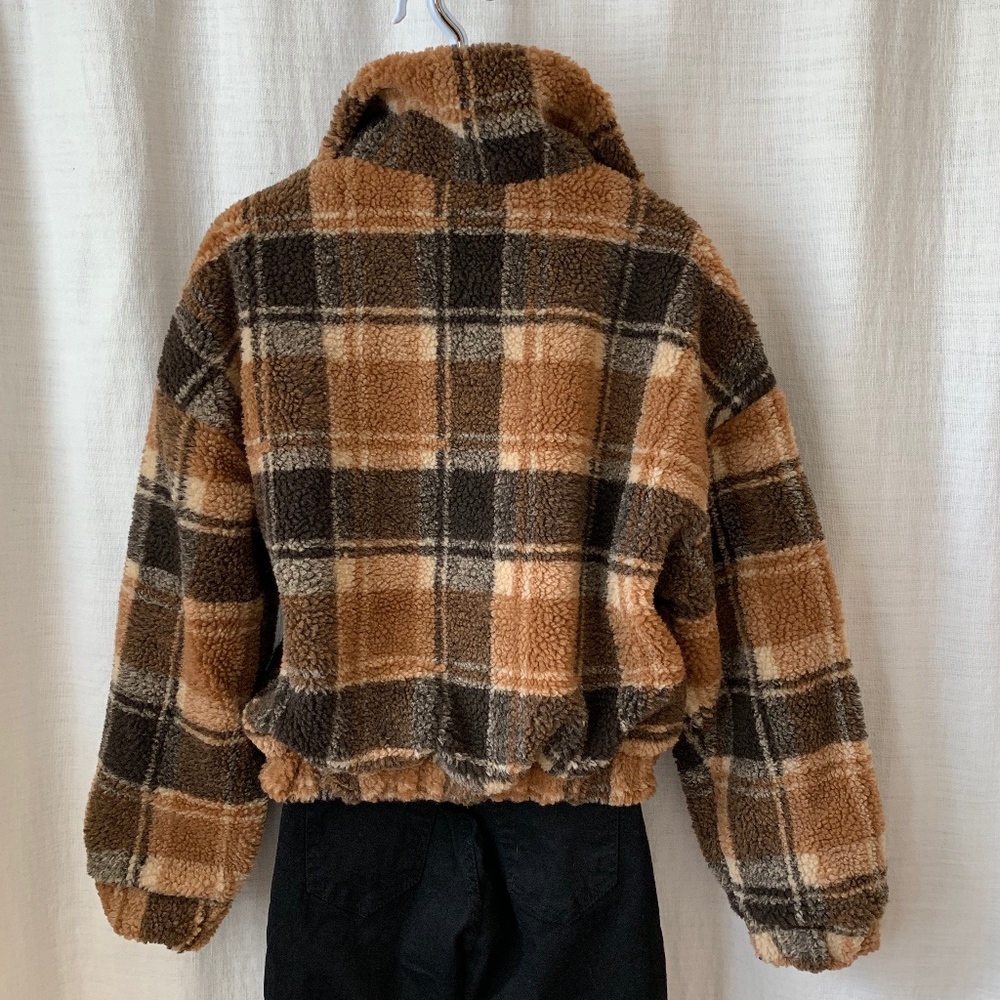 LAST ONE!!! Plaid Zip-Up Shearling Jacket - Picture 5 of 7